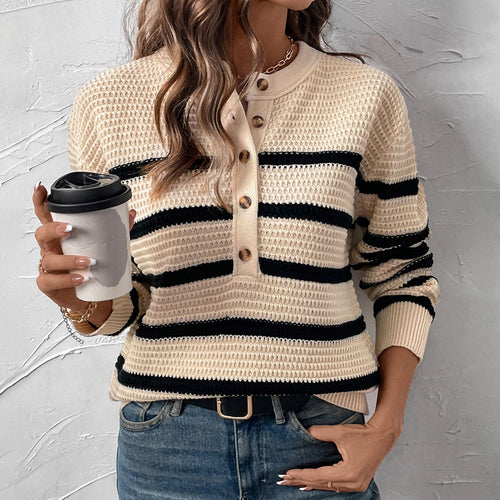 Damen Strickpullover mit Knopfleiste R&B