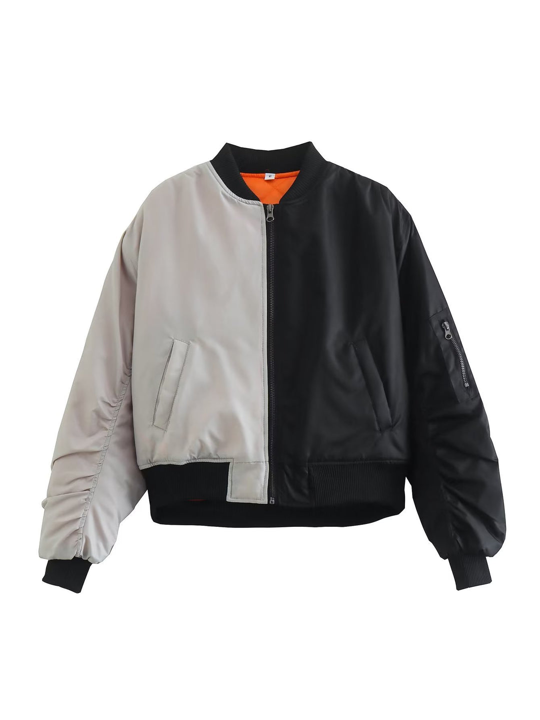 Damen modische Bomberjacke mit verspieltem Patchwork-Design und praktischen Reißverschlusstaschen R&B