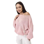 Damen lässiger Oversize-Pullover mit ballonförmigen Ärmeln und strukturiertem Maschenmuster R&B