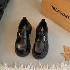 Damen modische Plateau Loafers mit dekorativem Schnallen-Detail R&B
