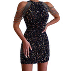 Damen Glitzerndes Partykleid mit eleganten Spaghettiträgern und dezentem Detail R&B