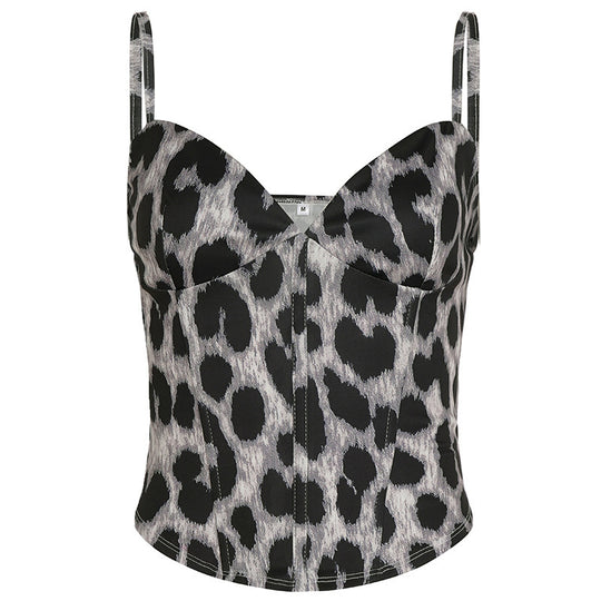 Damen figurbetontes Oberteil mit Leopardenmuster R&B