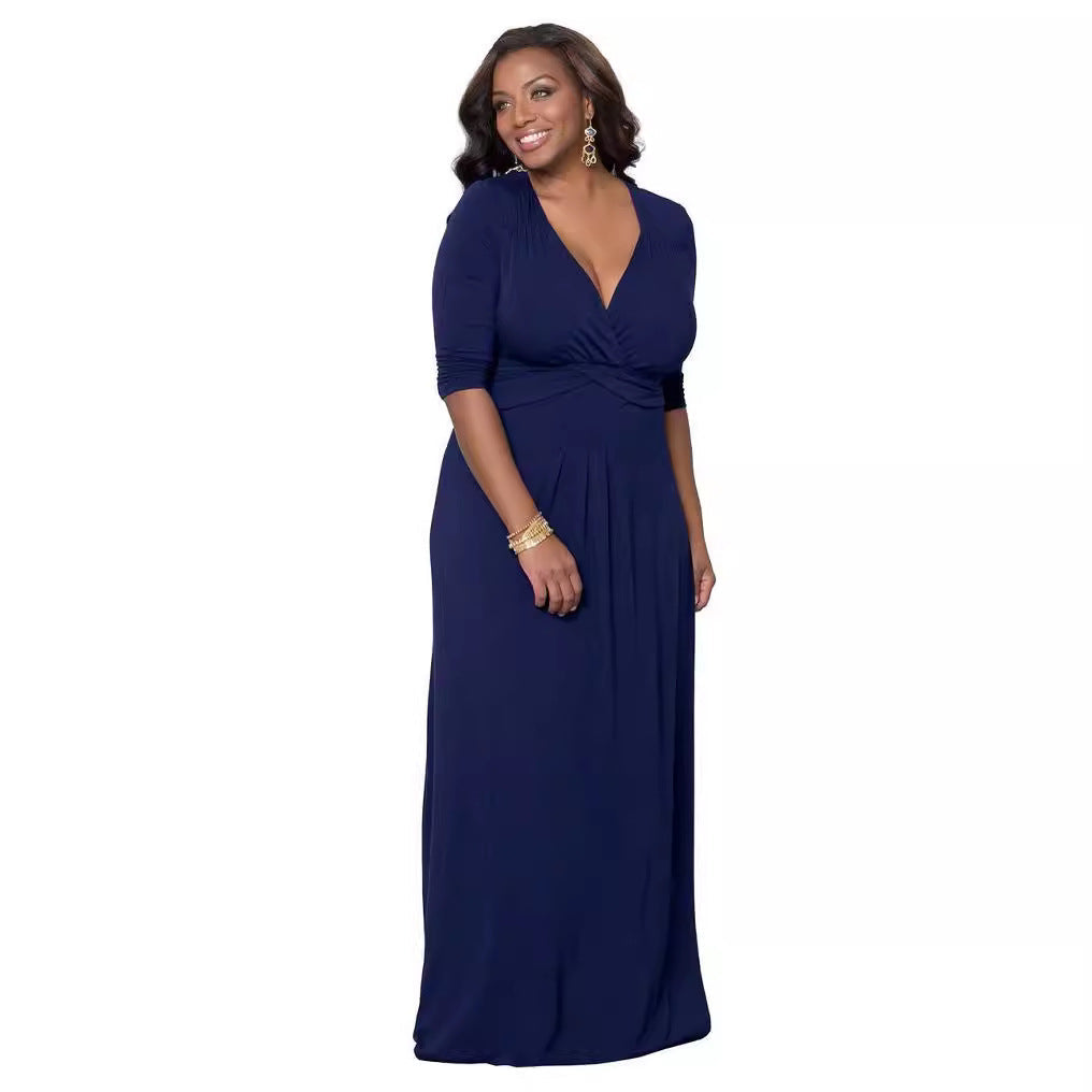 Damen elegantes Maxikleid mit Wickeldetail R&B