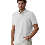 Herren nan feingewobenes Polohemd mit Chevron-Reliefstruktur und kurzer Knopfleiste R&B