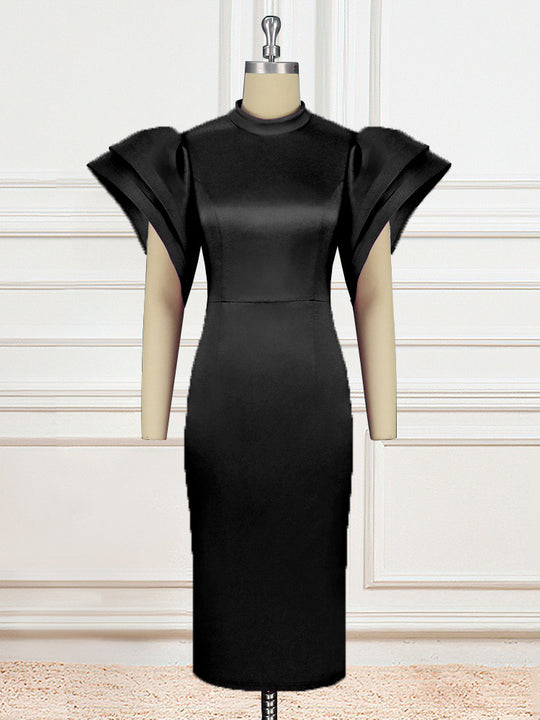 Damen Exklusives Midikleid mit voluminösen Puffärmel R&B