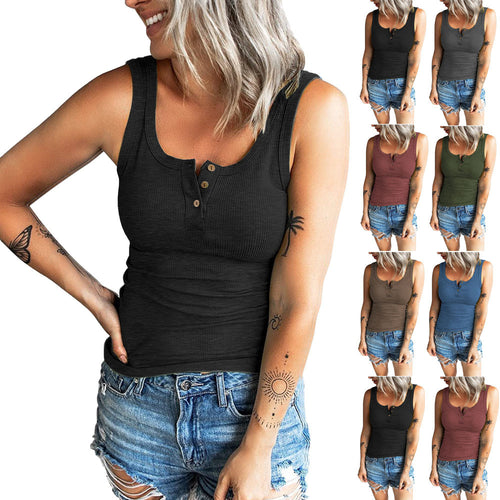 Damen komfortables Trägershirt mit Knopfdetails R&B