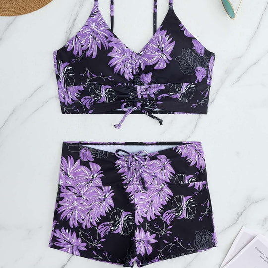 Damen Bikini mit floralem Rüschendesign und verstellbaren Trägern R&B