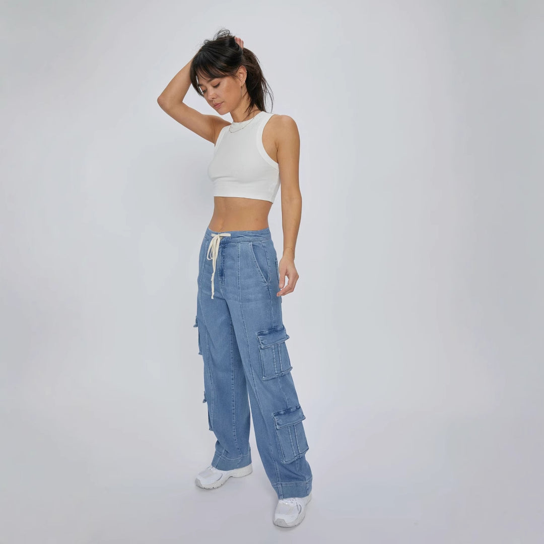 Damen Cargo-Jeans mit weiten Beinen und praktischen Taschen R&B