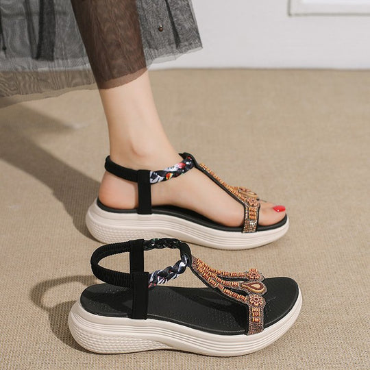 Damen Bequeme Sandalen mit dekorativen Verzierungen R&B