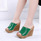 Damen Absatzsandalen aus hochwertigem Leder mit Wedge-Design
