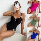 Damen Figurumspielender Badeanzug mit eleganten Tiermuster-Trägern R&B