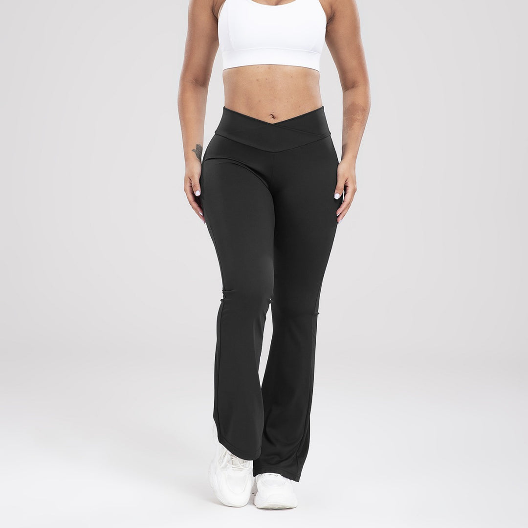 Damen Sportliche Flared Leggings mit hohem Bund und innovativen Nähten R&B