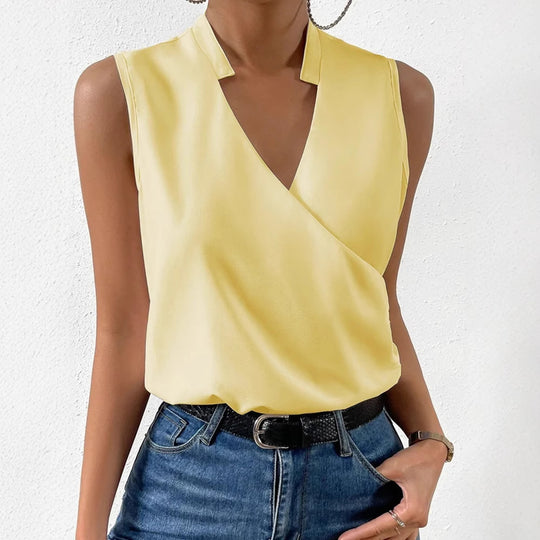 Damen Elegantes Wickeloberteil mit asymmetrischem V-Ausschnitt R&B