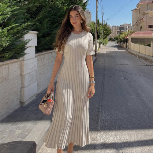 Damen Maxikleid aus feinem Rippenstrick R&B
