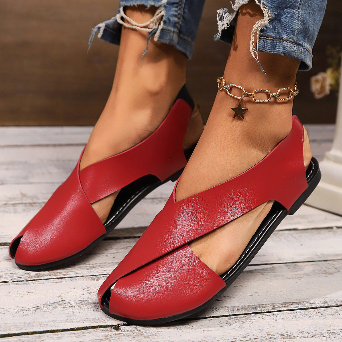 Damen Sling-Sandalen mit geschwungenem Design und bequemem Zehenbereich R&B