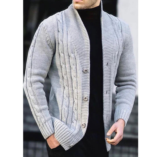 Herren Strickjacke mit robustem Zopfmuster und langlebigem Knopfverschluss R&B