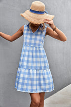 Damen V-Ausschnitt Freizeitkleid mit tierfreundlichem Karomuster und femininer Silhouette R&B