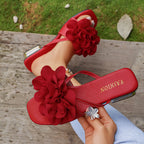 Damen Sandalen mit auffälligem Blumenapplikation und komfortablem Fußbett R&B
