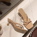 Damen elegante Sandalen mit modischen Riemen und hochhackigem Absatz R&B