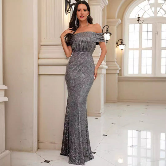 Damen Glamouröses Abendkleid mit schimmerndem Stretchmaterial R&B