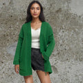 Damen Grobstrick-Cardigan mit offenen Taschen und lässigem Schnitt