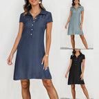 Damen Poloshirt-Kleid mit knöpfigem Ausschnitt und Brusttaschen R&B