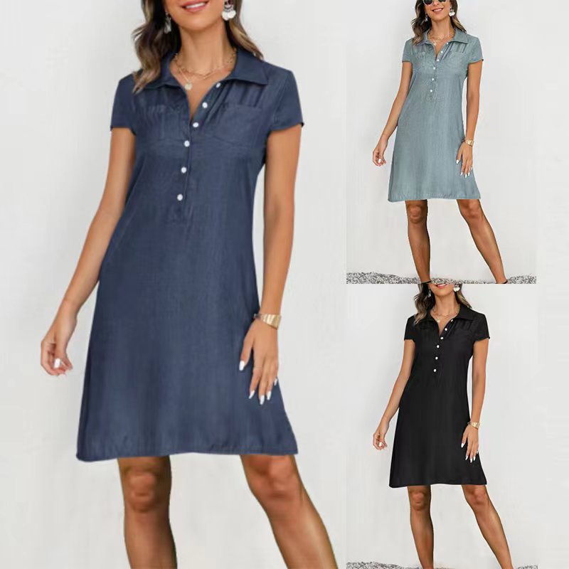 Damen Poloshirt-Kleid mit knöpfigem Ausschnitt und Brusttaschen R&B