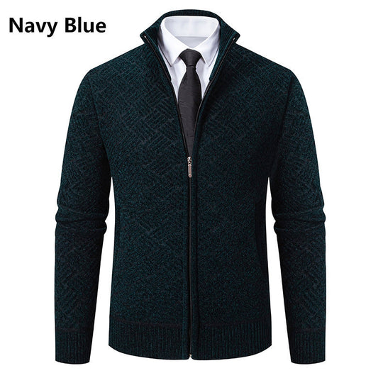 Herren Strickjacke mit modernem Zipper und kreativem Muster R&B