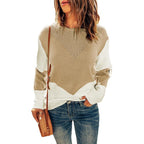 Damen modischer Pullover mit geometrischem Strickmuster R&B