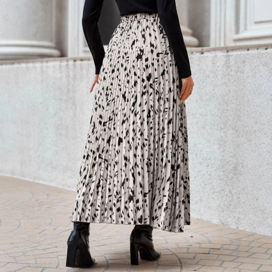 Damen Maxi-Faltenrock mit modischem Muster R&B