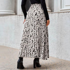 Damen Maxi-Faltenrock mit modischem Muster