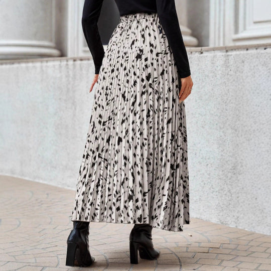 Damen Maxi-Faltenrock mit modischem Muster R&B