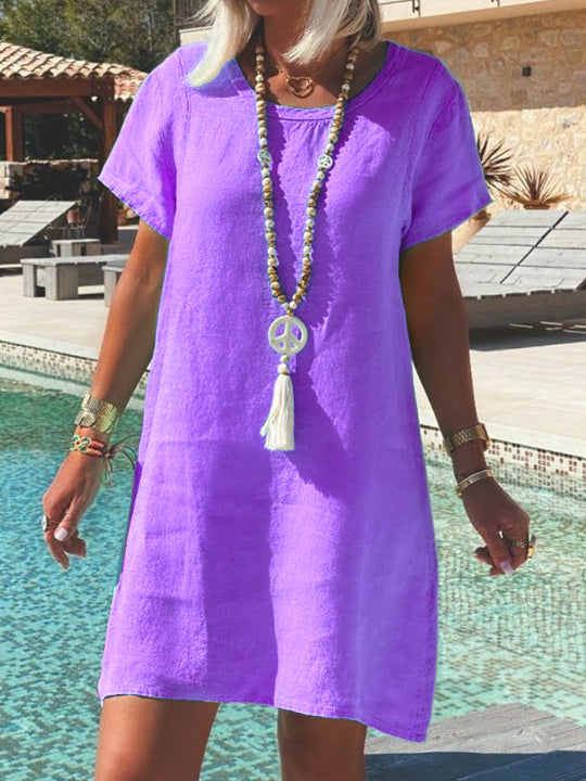 Damen Leichtes Strandkleid aus atmungsaktivem Leinen R&B