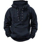 Herren Kapuzenpullover mit modernem Schnürdesign und weichem Innenfutter R&B
