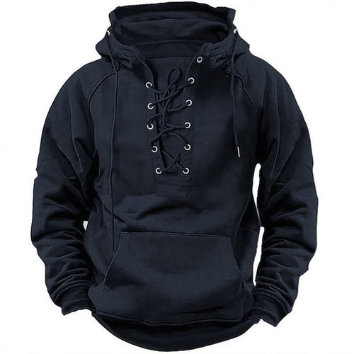 Herren Kapuzenpullover mit modernem Schnürdesign und weichem Innenfutter R&B