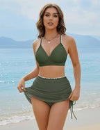 Damen Badeoutfit mit hohem Bund und trendy Wickelrock R&B
