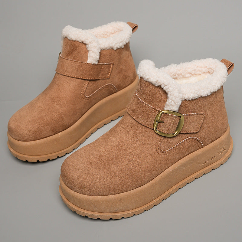 Damen Winterstiefel mit hochwertigem Fleece-Innenfutter und modischer Schnalle R&B