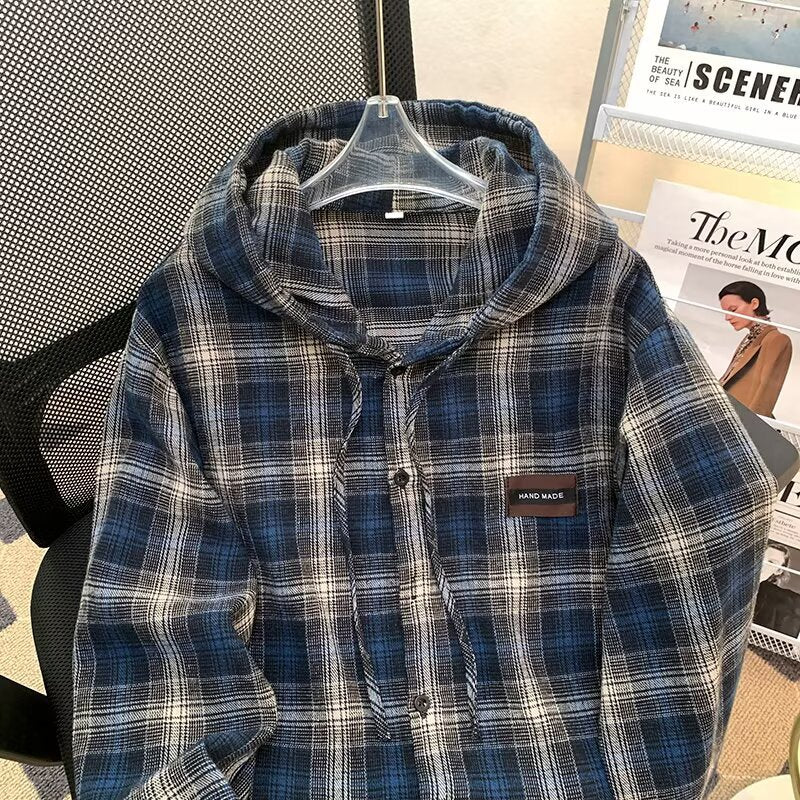 Damen Karo-Hemdjacke mit Kapuze