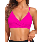 Damen Sportliches Bikini-Oberteil mit Wickel-Design R&B