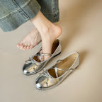 Damen Ballerina mit verstellbarem Riemen und dekorativem Schleifendetail