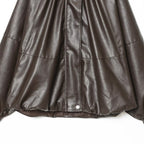 Damen Kunstlederjacke mit voluminösen Ärmeln und gewelltem Design R&B