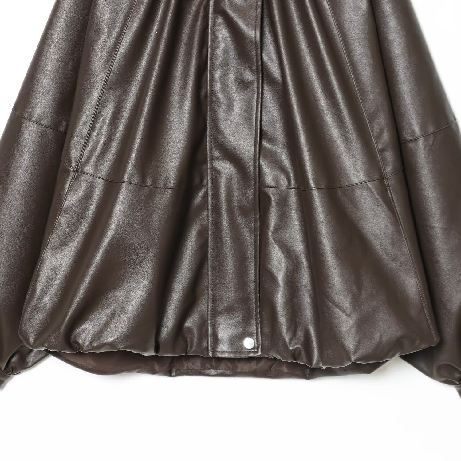 Damen Kunstlederjacke mit voluminösen Ärmeln und gewelltem Design R&B