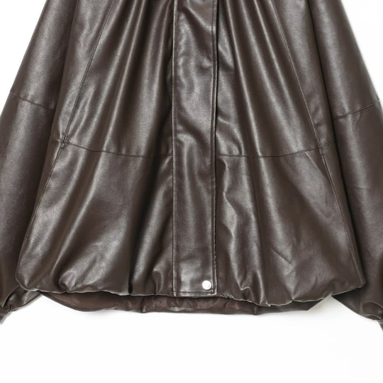 Damen Kunstlederjacke mit voluminösen Ärmeln und gewelltem Design R&B