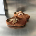 Damen Komfortable Clogs aus hochwertigem Wildleder mit elegantem Schnallenverschluss R&B