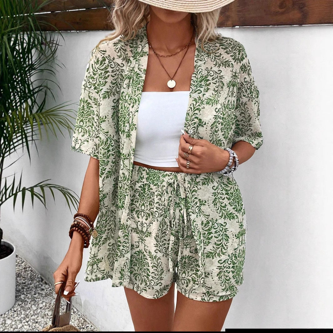 Damen lässiges Sommer-Outfit mit floralem Muster R&B