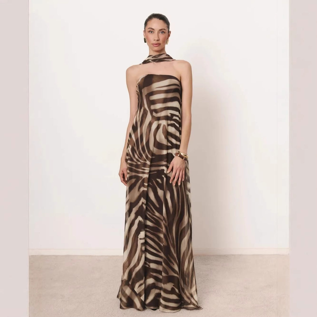 Damen Elegantes langes Kleid mit schmalem Neckholder R&B