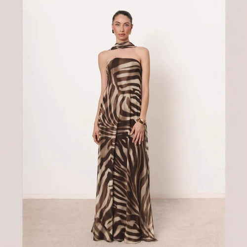 Damen Elegantes langes Kleid mit schmalem Neckholder R&B