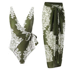 Damen Badeanzug mit modischem Wickelrock und floralem Design R&B