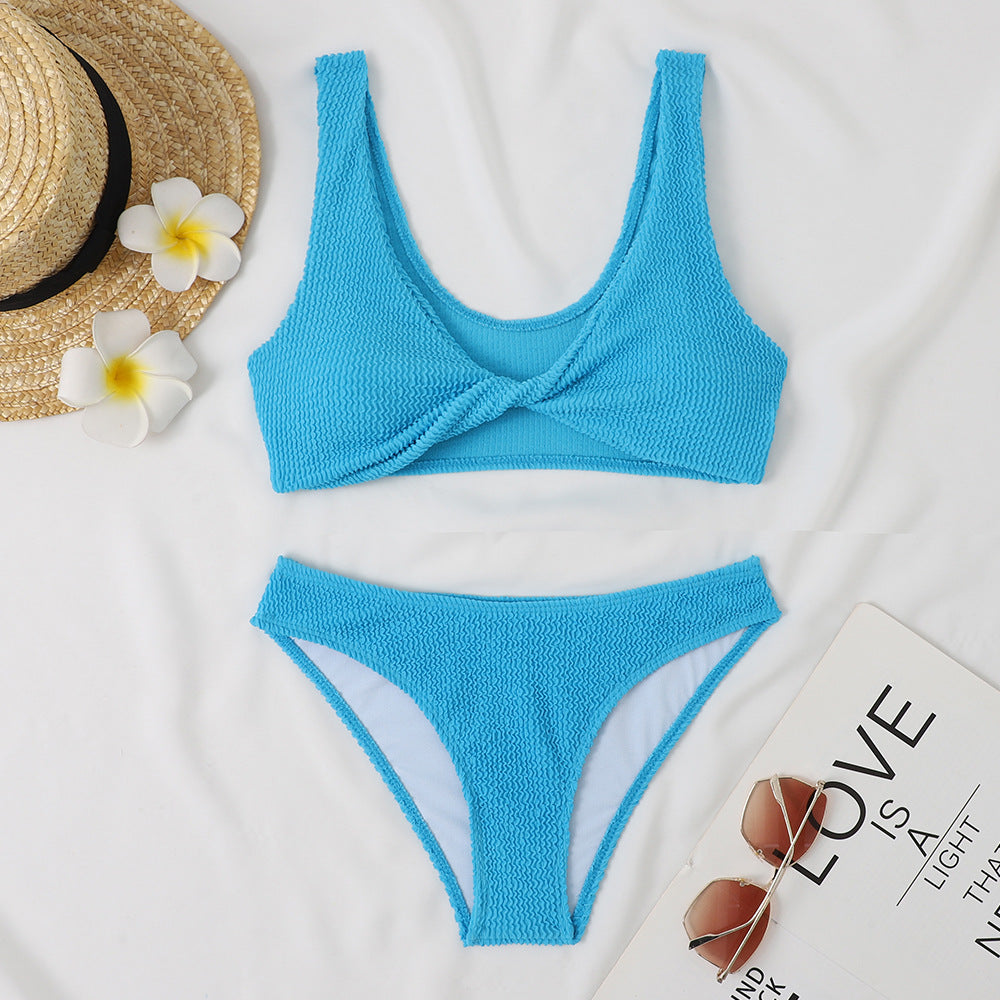 Damen Bikini-Set mit Twist-Design und hohem Taillenbund R&B