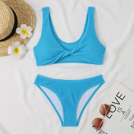 Damen Bikini-Set mit Twist-Design und hohem Taillenbund R&B